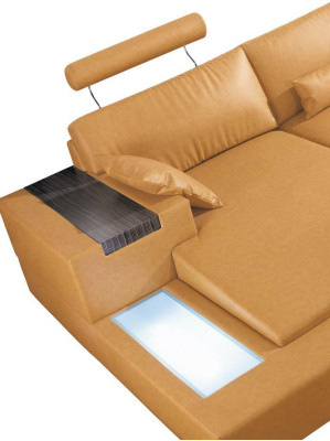 Liela XXL ādas sofa dīvāns gults stūra mīkstajos mēbelēs lounger komplekts U formā grīdas zonā