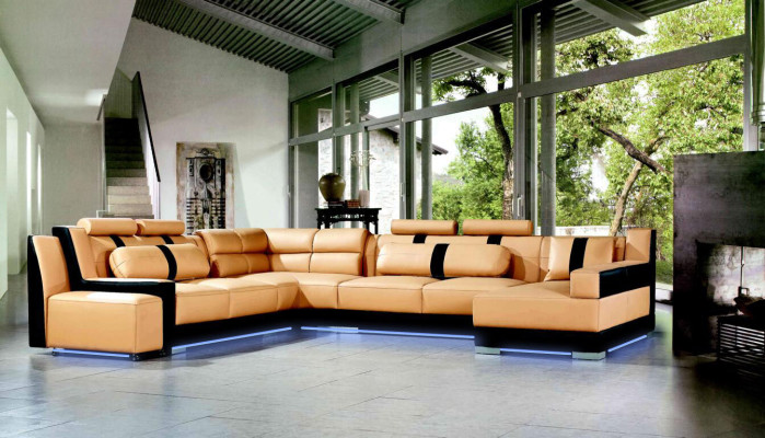 XXL formas ādas dzīvojamās zonas sofa, polsterēts sēdētājs, stūra dīvāns, liels komplekts.