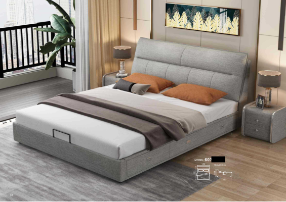 Dizaina ādas gulta Mūsdienīgs viesnīcas skelets Luksusa guļamistabas divguļamās gultas Lauvas.