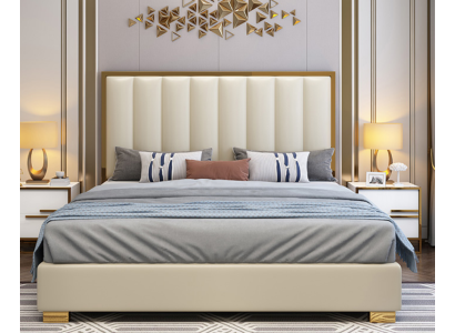 Gultas Gultas Koka Ādas Polsteru Lauču dizains Ādas viesnīca Boxspring Mēbeles