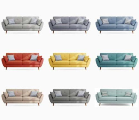 Polstermēbelis Sofa 2-vietīgs Tekstils Sēdeklis Dizains Dīvāns Sofas Audums Pelēks 226 cm Jauns
