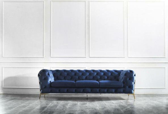 Chesterfield tekstila dīvāns, polsterētas sēdvietas, liels XXL 3 vietīgs auduma dīvāns.