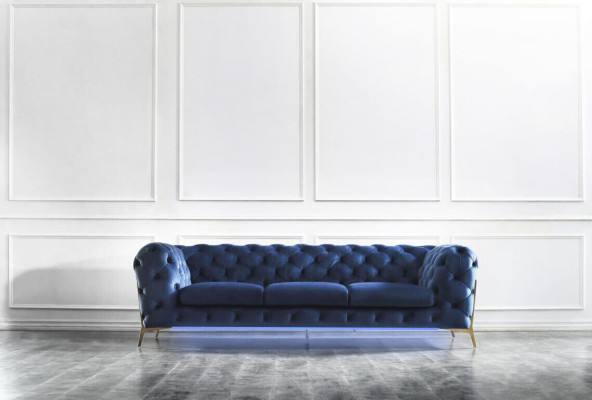 Chesterfield tekstila dīvāns, polsterētas sēdvietas, liels XXL 3 vietīgs auduma dīvāns.