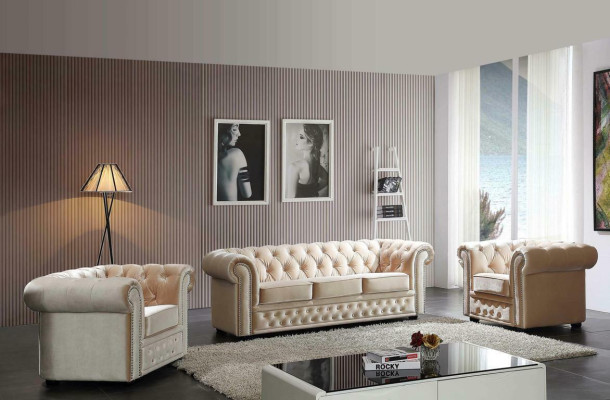 Chesterfield dizaina luksusa mīkstais dīvāns ar sedzi, ādas 3 sēdvietas komplekts #606