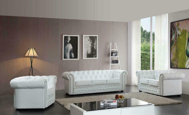 Chesterfield dizaina luksusa mīkstais dīvāns ar sedzi, ādas 3 sēdvietas komplekts #606
