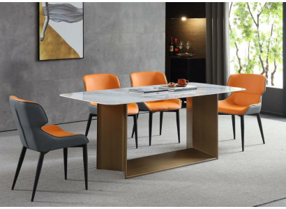 Luksusa galdi ēdamistabai nerūsējošā tērauda mēbeles stils marmors tērauda kājās.