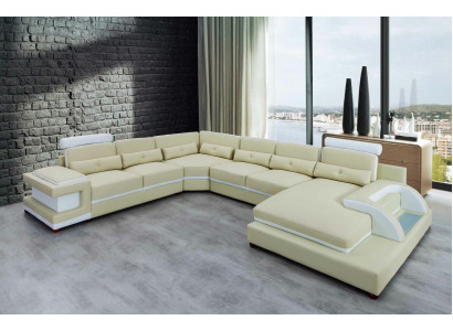 Ādas sofa XXL lielas sofas dīvāns dīvāns mīksts stūra dīvāns dzīvojamā zona āda