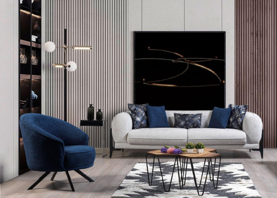 Gulta Dīvāns Gatavs Trīsvietīgs Pelēks Dīvāni Mēbeles Moderns Dizains 3 vietu dīvāni Jauni