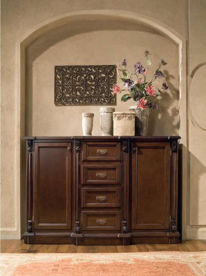 Komoda Sideboard Kommode Skapis Skapji Dzīvojamā Istaba Koks Baroks Brūns Mēbeles