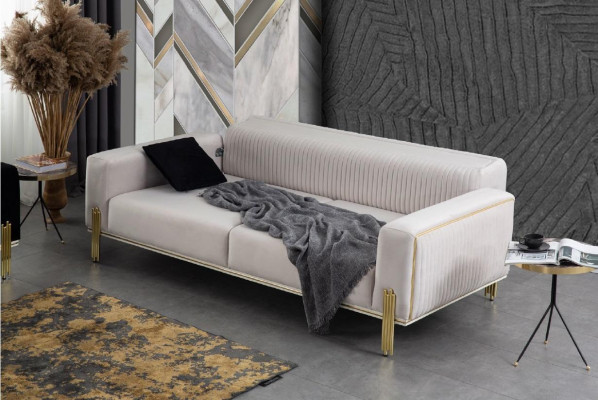 Luksusa sofa 3 vietas dīvāns dīvāni Gepolsterēts dīvāns audums Moderns balts Trīsvietīgs