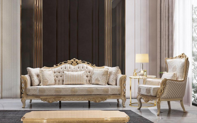 Sofa 3-vietīgs dzīvojamā istaba gulta Klasiskais dizains Luksusa gulta audums Jauns