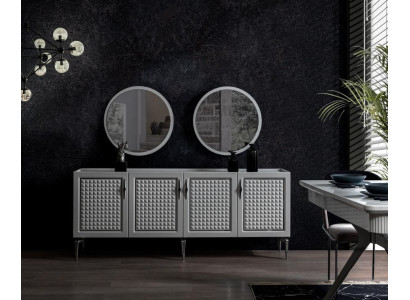 Pele Sideboard Skapītis Plaukts Skapji Mēbeles Spogulis Krēsli 3 gabali