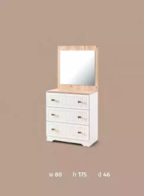 Kumode ar spoguli un konsoli, galds, mēbeles, baltas, modernas, guļamistabā