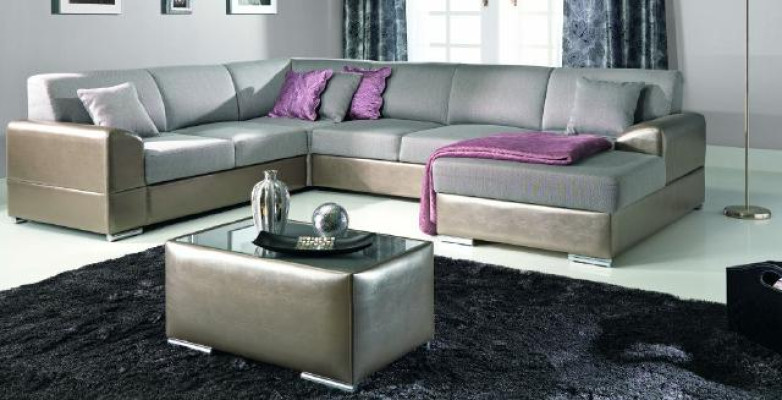 Luksusa U-formas mēbeļu sofa eleganta laikmetīgā stilā ar rafinētu