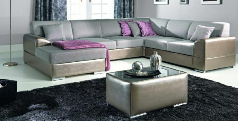 Luksusa U-formas mēbeļu sofa eleganta laikmetīgā stilā ar rafinētu