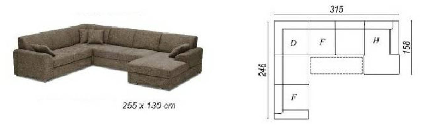 Luksusa U-formas mēbeļu sofa eleganta laikmetīgā stilā ar rafinētu