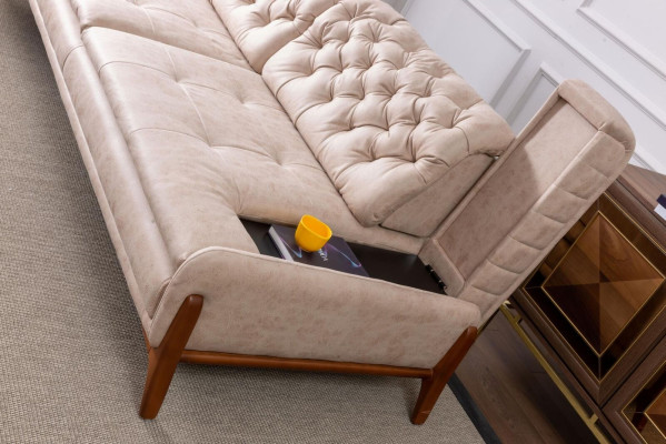 Moderns dīvāns 3-vietīgs dizainers beige krāsā Stils 240 cm dzīvojamā istaba beige dīvāni