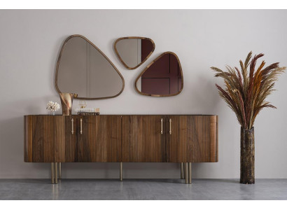 Sideboard ar 3x spoguli, ēdamistabas komplekts, luksusa dizaina mēbeles.