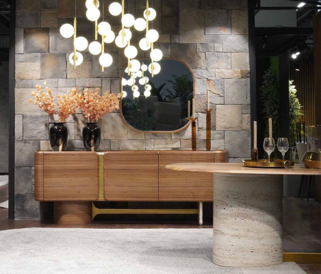 Sideboard Kommode Garnitur Anrichte Spiegel Holz Braun Möbel Design Set Galds Komoda Garnitūra Glabātava Spogulis Koks Brūns Mēbeles Dizains Komplekts