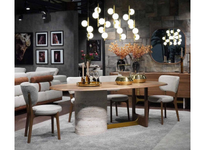 Dizaina ēdamistabas komplekts 5 gab. Moderns iekārtojums koka galds 4 krēsli komplekts Jauns