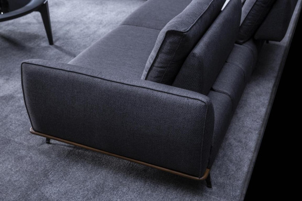 Pilka mīksta dīvāna moderns trīsvietīgs dzīvojamais istabas auduma dīvāns luksuss jauns