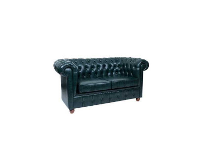 Tumši zilais Chesterfield divvietīgais modernais dīvāns, 2-vietīgais dīvāns