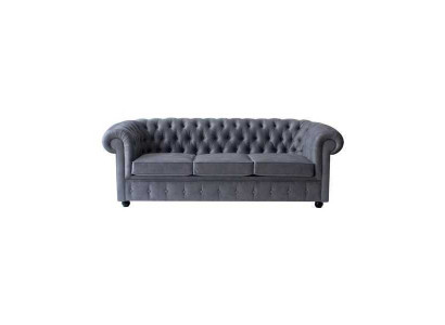 Chesterfield pelēks trīsvietīgs luksusa dīvāns dizainera dzīvojamajā istabā sofa
