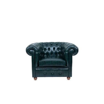 Chesterfield Tumši zaļais krēsls ar mīkstu sēdvietu, dzīvojamā istaba, televizora krēsls, vienvietīgs.