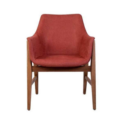 Moderns krēsls ar auduma pārklājumu brūnā sarkanā dizainera audumā, vienvietīgs.