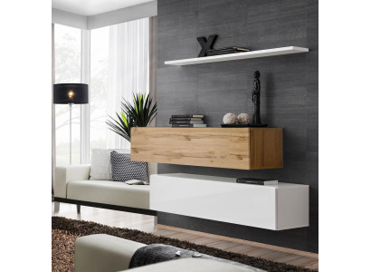 Dzīvojamā siena 130 cm dizainera 2x sienas skapja komplekts komplekts mēbeles koks dzīvojamā istaba