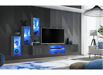 Garnitūra komplekts 4 gab. Māju siena Luxus dizaina plaukts TV statīvs koka mēbeles