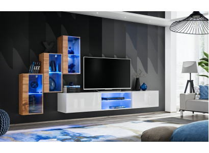 3x Sienas skapis Dzīvojamās istabas mēbeles Sienas vienība 210 cm Iekārtošana Lux TV stends