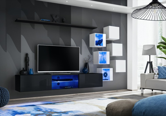 Moderns Komplett Wohnwand Wand Regale Luxus Designer Set Wohnzimmermöbel --> Moderns Kompleta mājas siena plaukti luksusa dizaina komplekts dzīvojamai istabai