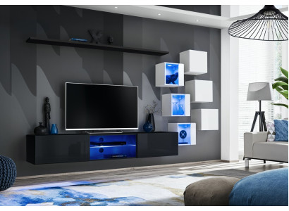 Moderns Komplett Wohnwand Wand Regale Luxus Designer Set Wohnzimmermöbel --> Moderns Kompleta mājas siena plaukti luksusa dizaina komplekts dzīvojamai istabai