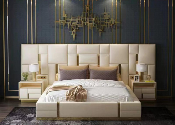 Dizaina guļamistabas komplekti Gulta Moderns Luksusa viesnīcas gultas Mēbeles