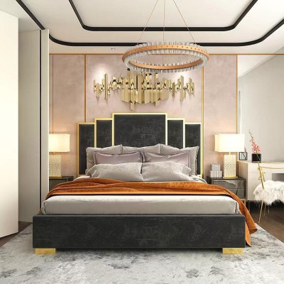 Dizaina gulta Tekstila luksusa gultas Moderns viesnīcas ietvars Guļamistaba 180x200