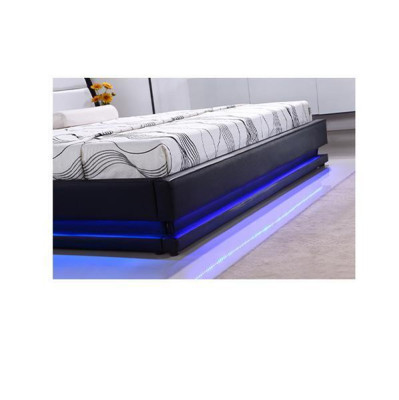 Mūsdienīga koka gulta ar gultas kāju konstrukciju un režģi divguļamā gulta LED 269 cm.