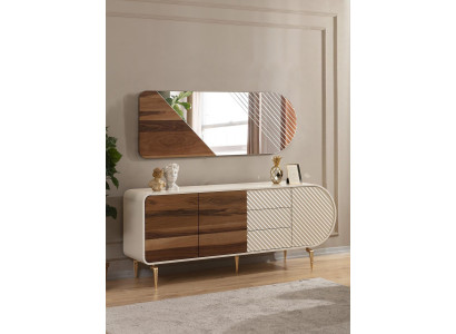 Moderns Sideboard Skapji Koka skapis Nerūsējošais tērauds Mēbeles Baltas krāsas Luksusa mēbeles
