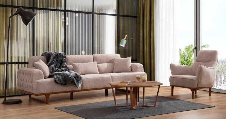 Beidzamais mīkstajsofa par trijvietīgu krēslu Luxus krēsls Beige Moderns mēbeles