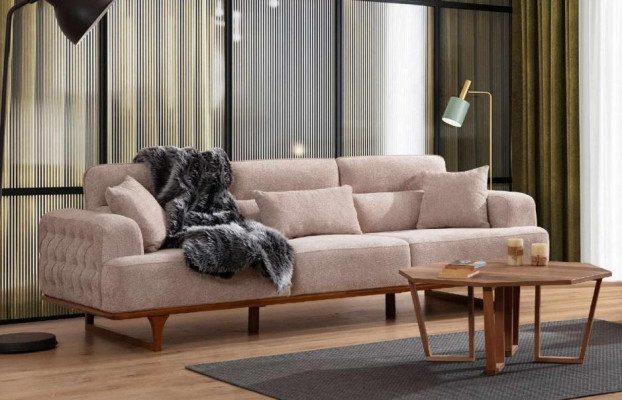 Beidzamais mīkstajsofa par trijvietīgu krēslu Luxus krēsls Beige Moderns mēbeles