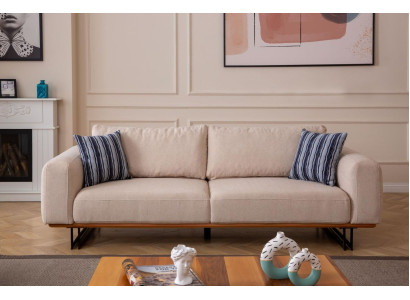 Dizainera dīvāns 3-vietīgs polsterēts tekstils Modernais Polster Bezs 230 cm Dīvāns