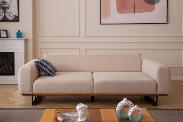 Dizainera dīvāns 3-vietīgs polsterēts tekstils Modernais Polster Bezs 230 cm Dīvāns