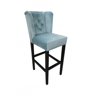 Zilais barstools komplekta 2 gabali Audums Barstuhle Bar Stools Counter Chair Chesterfield Chairs
