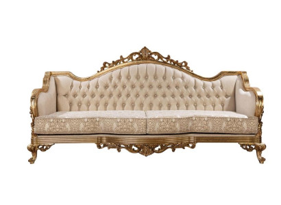 Trīsvietīga klasiskā baroka rokoko mēbeļu sofa no zelta kvalitātes koka