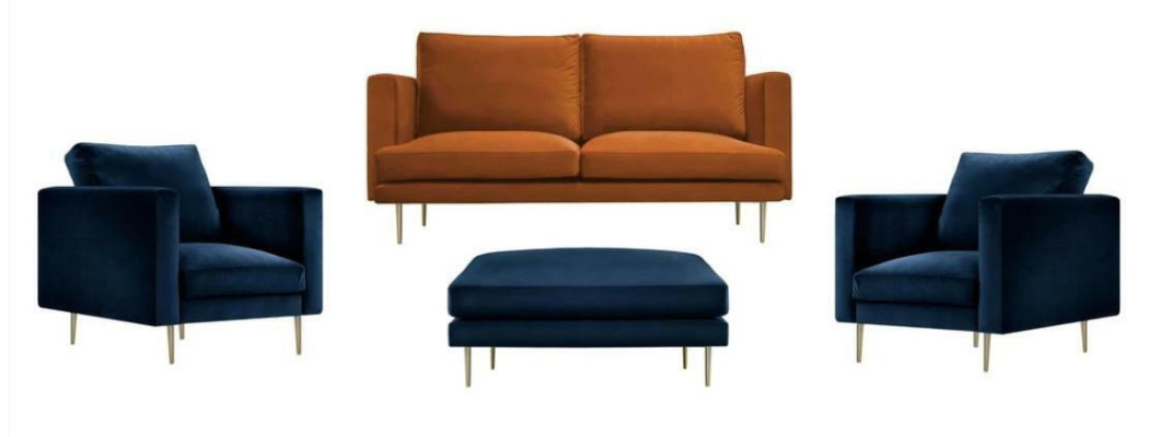 Sofas galds Oranžs Tumši krēsla radoša mēbeļu audu audums dzīvojamā istabā