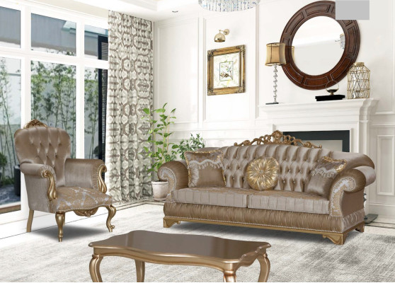 Dizain Chesterfield 3+1 sēdvietas mīkstais galds Noapaļotām kokteiļu cirtas Tekstils Dīvāns Krēsls Polster Sofa Dīvāna);