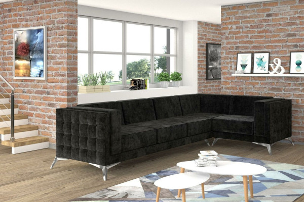 Chesterfield stūra dīvāns L formas auduma dizains dīvāns polsterēts sēdeklis auduma dīvāns jauns