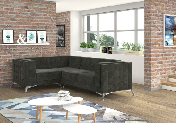 Chesterfield stūra dīvāns L formas auduma dīvāns dizaina mēbelēm sēdeklis auduma sofa stūra jauns
