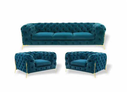 Chesterfield dizaina mīkstajām mēbelēm 3+1+1 sēdvietu dīvāns, materiāla komplekta polsterējums