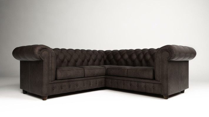 Chesterfield stūra dīvāns L-formas auduma dizaina dīvāns ar šķiedru sēdekli tekstuīls